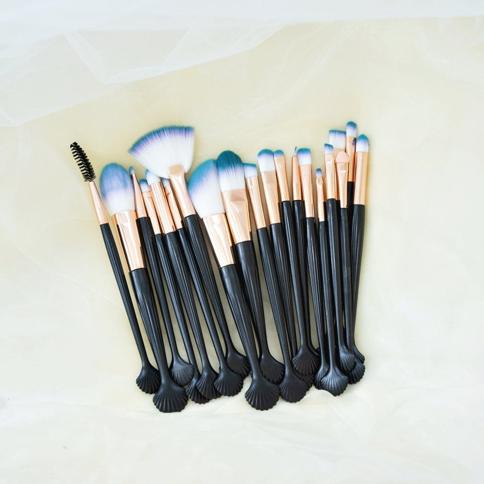 20 pcs Black Mermaid Soft Nylon Makeup Brushes